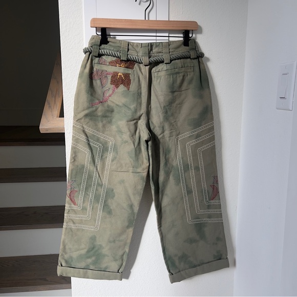 NWT Free People We The Free Electric Sands Embroidered Pants in Green - Picture 4 of 10